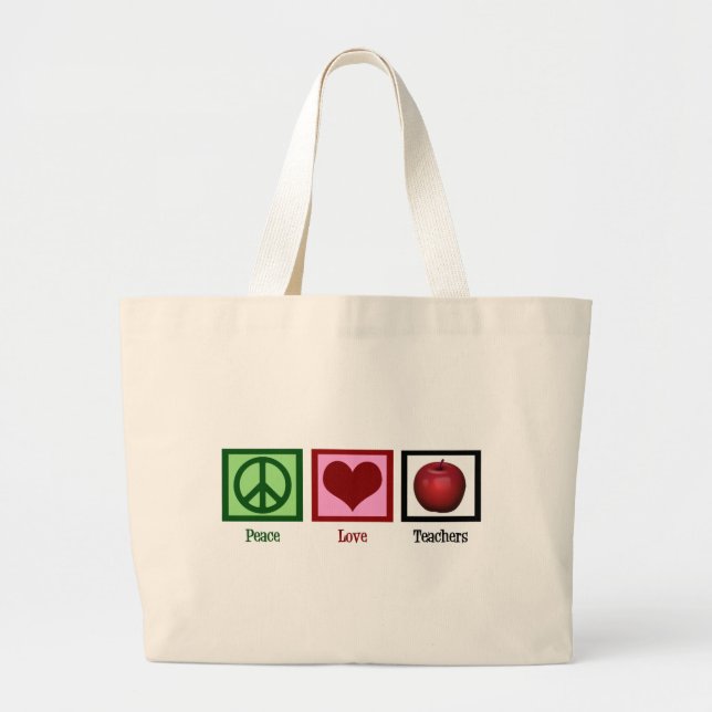 Bolsa Tote Grande Professores do amor da paz (Frente)