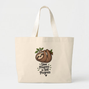 Bolsa Tote Grande Progresso Lento Ainda é Progresso Preguiça Fofa