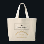 Bolsa Tote Grande Promocional para o site do seu nome de empresa de<br><div class="desc">Saco de tote de promocional para a sua pequena empresa impresso com o seu logotipo e,  em amarelo ouro,  o seu nome de empresa (ou o seu serviço) num arco acima da sua localização e do seu website. Impresso em ambos os lados!</div>