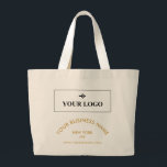 Bolsa Tote Grande Promocional para o site do seu nome de empresa de<br><div class="desc">Saco de tote de promocional para a sua pequena empresa impresso com o seu logotipo e,  em amarelo ouro,  o seu nome de empresa (ou o seu serviço) num arco acima da sua localização e do seu website. Impresso em ambos os lados!</div>