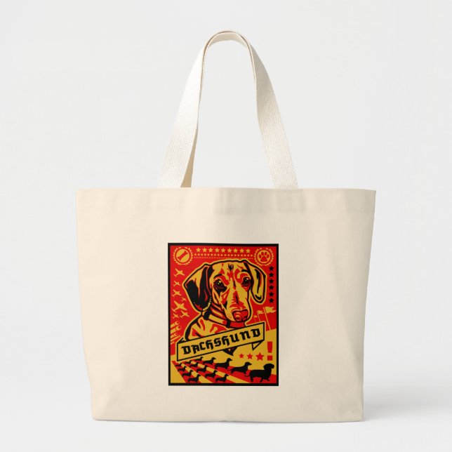 Bolsa Tote Grande Propaganda do Dachshund (Frente)