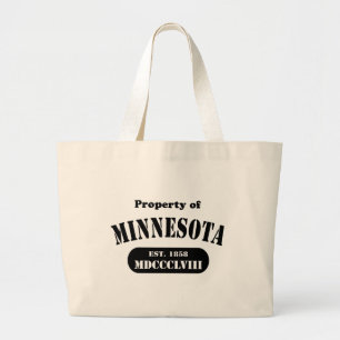 Bolsa Tote Grande Propriedade de Minnesota - texto negro
