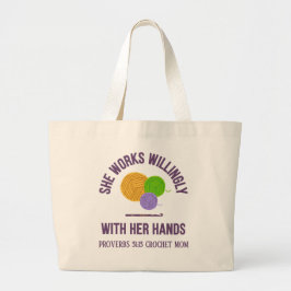 Bolsa Tote Grande PROVÉRBIOS 31 Crochê Mamãe Fio