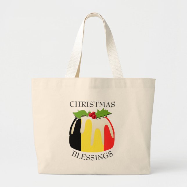 Bolsa Tote Grande Pudim de Natal BÉLGICA FLAG (Frente)