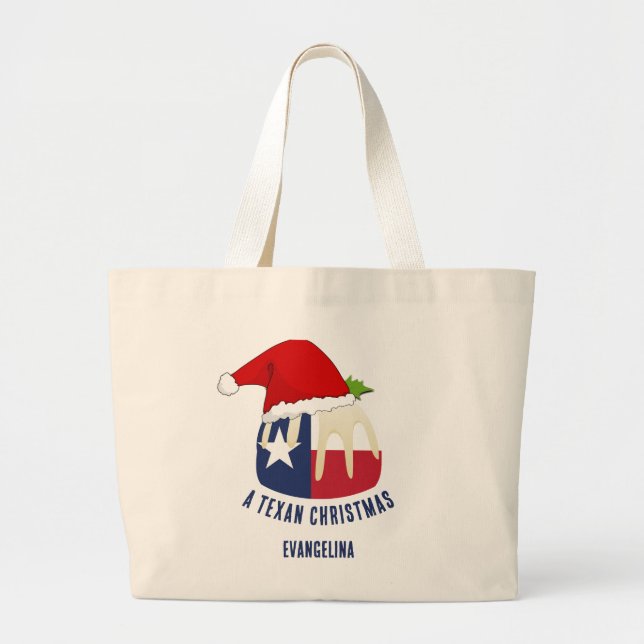 Bolsa Tote Grande Pudim de NATAL TEXANO Personalizado (Frente)