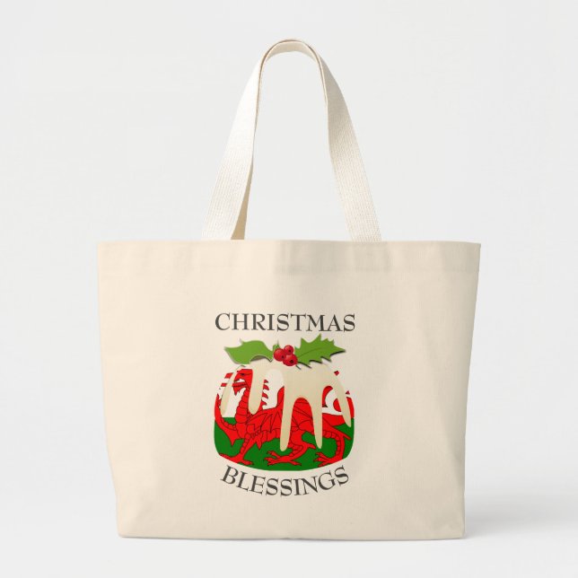 Bolsa Tote Grande Pudim de Natal WELSH FLAG (Frente)