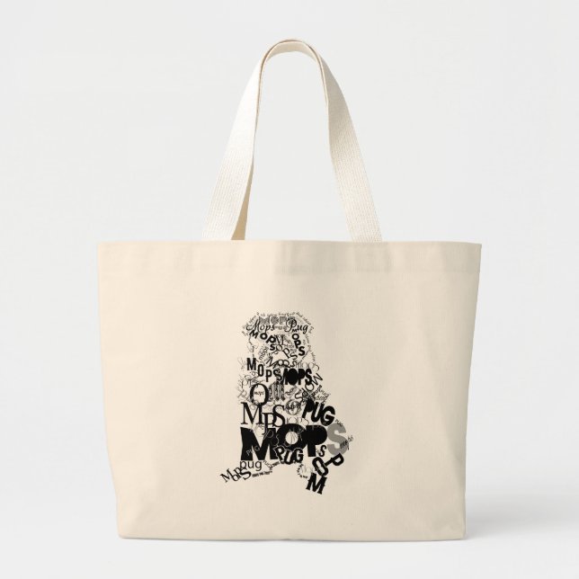 Bolsa Tote Grande Pug dos tipos (Frente)