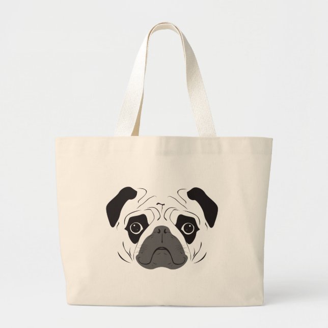 Bolsa Tote Grande Pug Face Silhout (Frente)