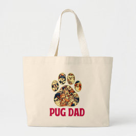 Bolsa Tote Grande Pug Pai Cachorro Amava o Dia do Pai Teto