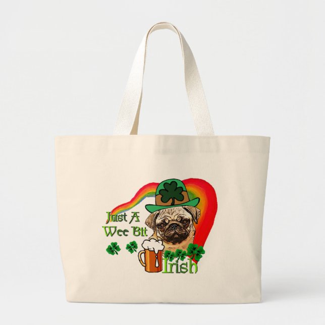 Bolsa Tote Grande Pug St Patricks (Frente)