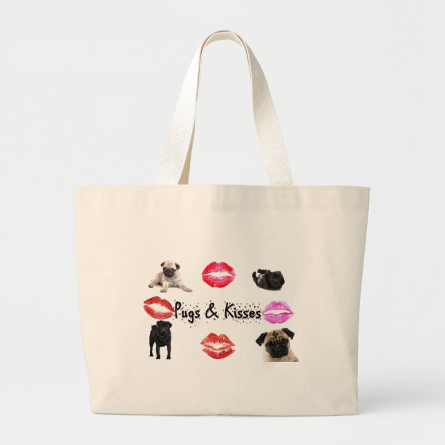 Bolsa Tote Grande Pugs e beijos (Frente)