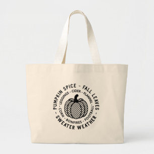 Bolsa Tote Grande Pumpkin Spice - Fall Leaves - Sweather Weather