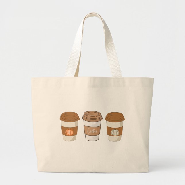 Bolsa Tote Grande Pumpkin Spice latte, Café (Frente)