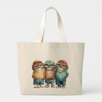 Bolsa Tote Grande Punk Hipster Owls