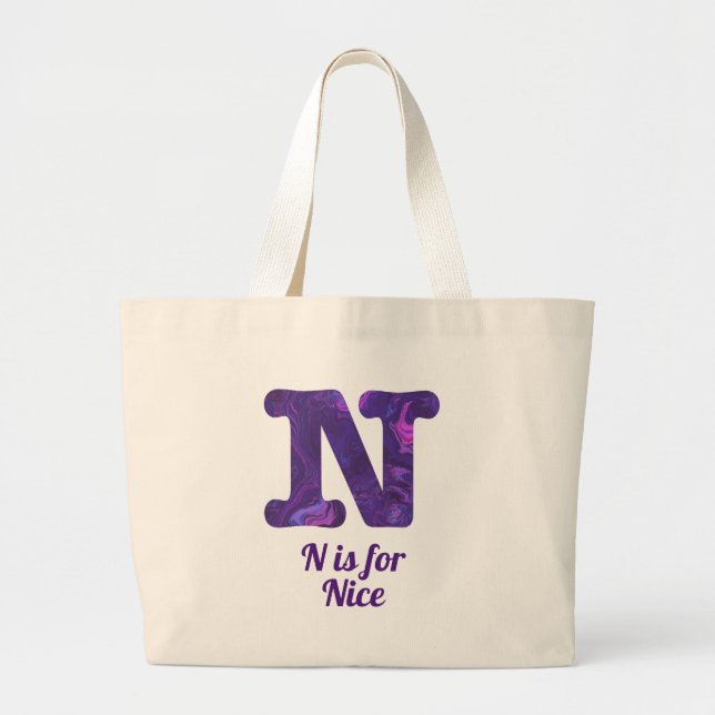Bolsa Tote Grande Purple - Letra N é para Nice (Frente)