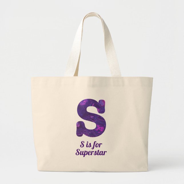 Bolsa Tote Grande Purple - Letra S é para Superstar (Frente)