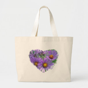 Bolsa Tote Grande Púrpura Astras de Flores Selvagens