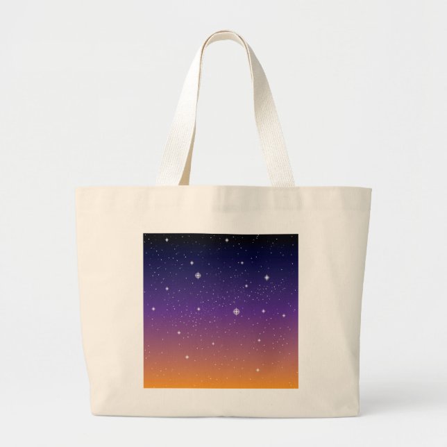 Bolsa Tote Grande Púrpura e Dourada Starry Sunset (Frente)