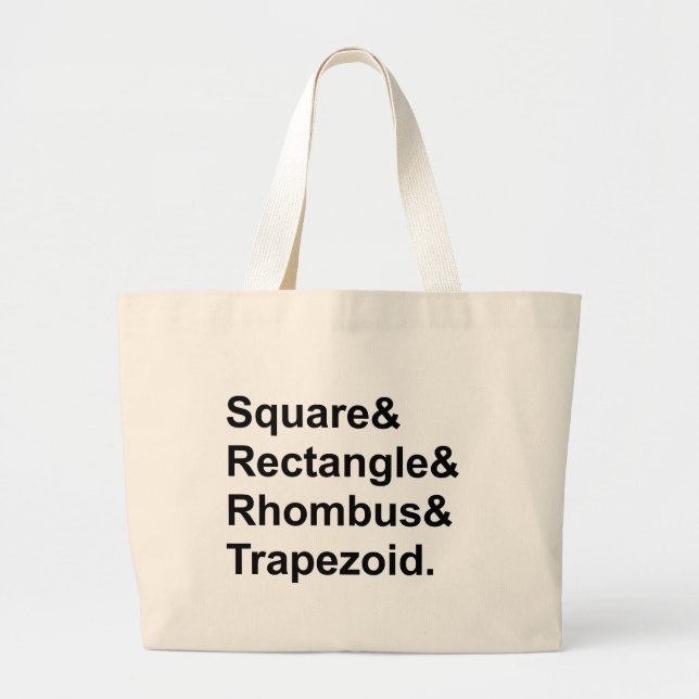 Bolsa Tote Grande Quadrado Retângulo Losango Trapezóide | Quadriláte (Frente)