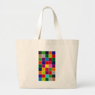 Bolsa Tote Grande Quadrados e Stripes Multicoloridos Girly