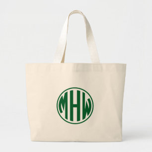 Bolsa Tote Grande Qual Floresta 3 Inicial em um Círculo Monograma DI