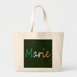 Bolsa Tote Grande Qualquer Nome Sobreposto no Irish Flag