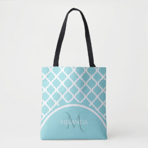Bolsa Tote Grande Quatrefoil de Água Elegante com Monograma e