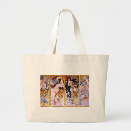 Bolsa Tote Grande Quatro Estações de Alfons Mucha Art Déco Nouveau