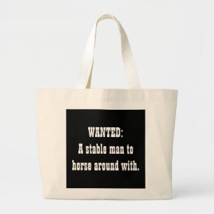 Bolsa Tote Grande QUERIDO: Um homem estável ao cavalo ao redor com