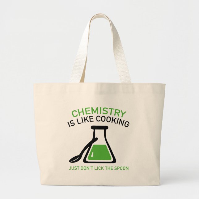 Bolsa Tote Grande Química é como Cozinhar (Frente)