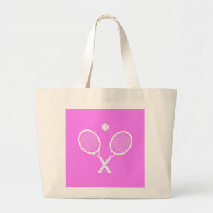 Bolsa Tote Grande Rackers de tênis e esfera cor-de-rosa profundo