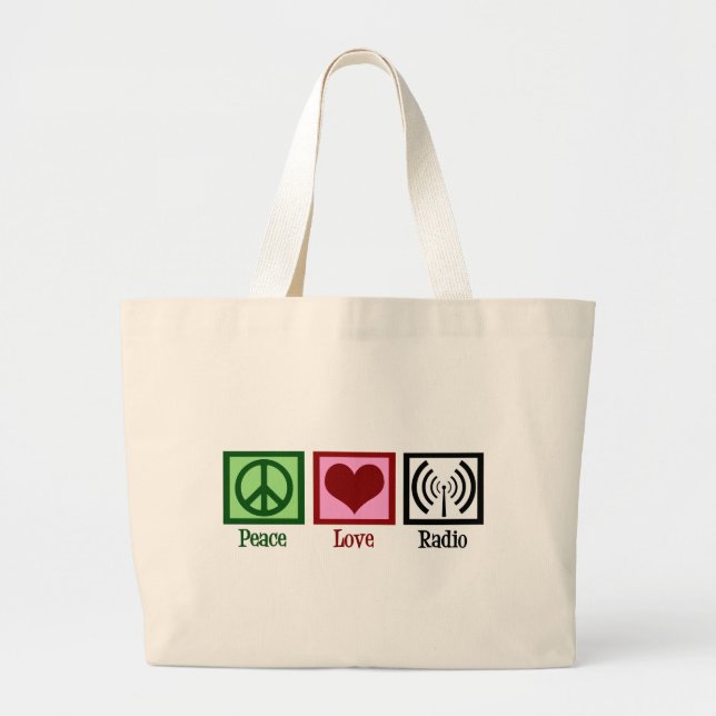 Bolsa Tote Grande Rádio do amor da paz (Frente)