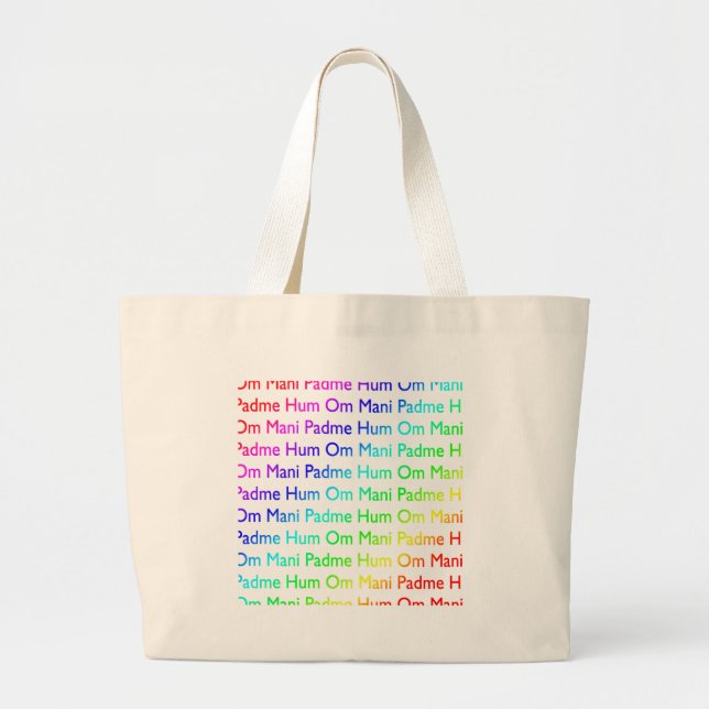Bolsa Tote Grande Rainbow Om Mani Padme Hum (Frente)