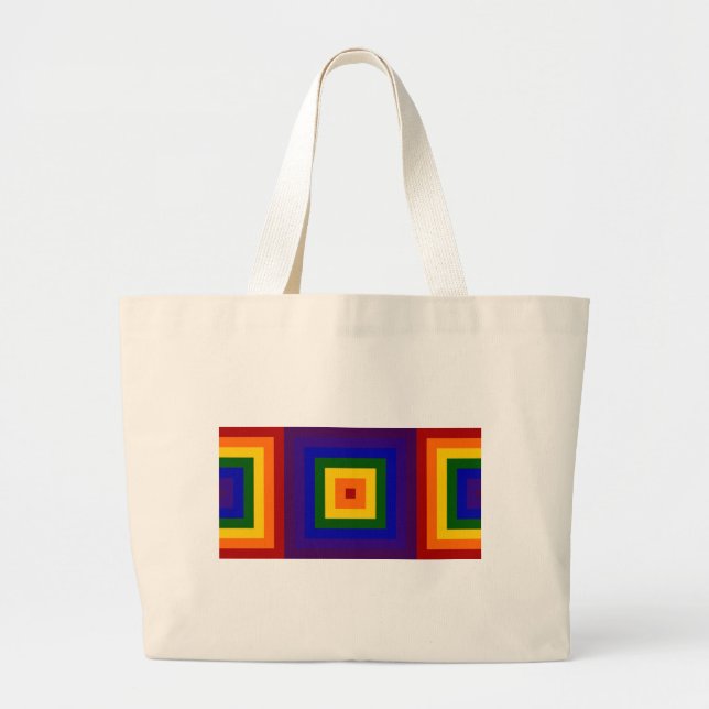 Bolsa Tote Grande Rainbow Squares (Frente)