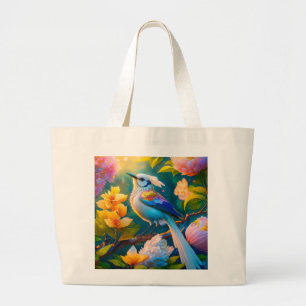 Bolsa Tote Grande Rainbow Winged Jay Fantasy Bird