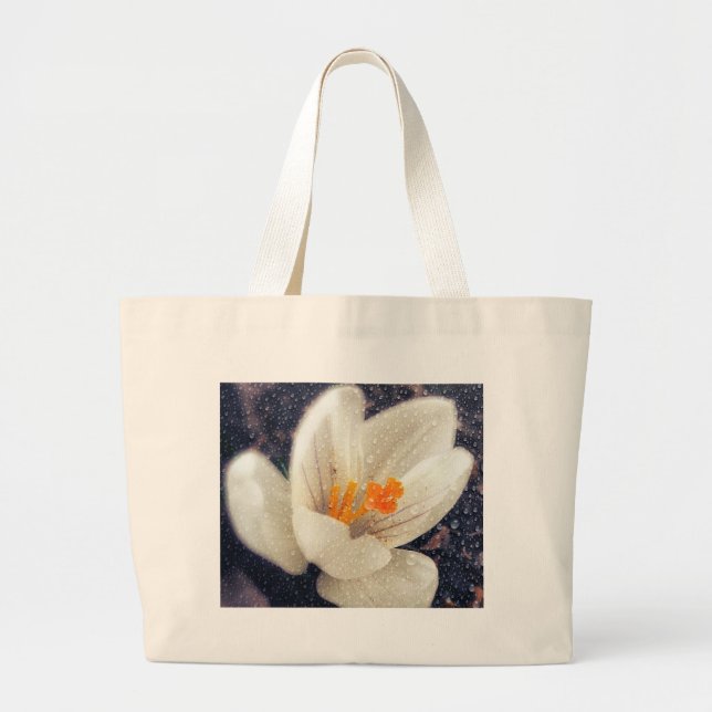 Bolsa Tote Grande Rainy Day Crocus Flower (Frente)