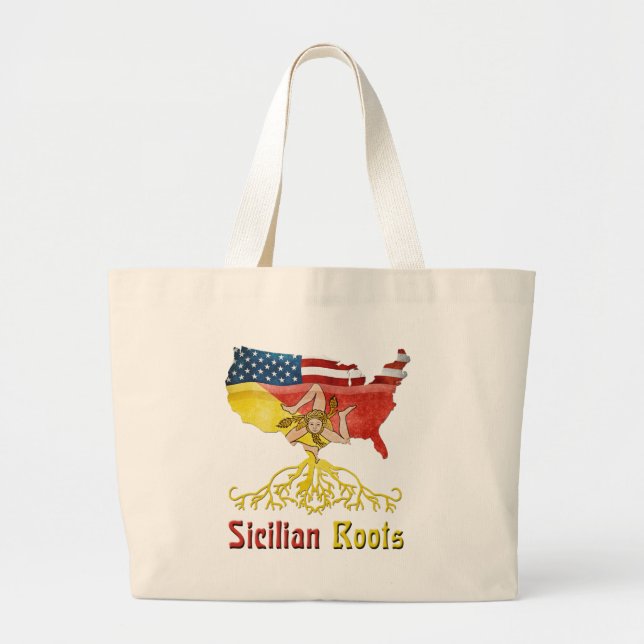 Bolsa Tote Grande Raizes sicilianos americanas (Frente)