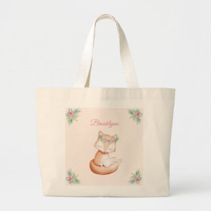 Bolsa Tote Grande Raposa e Coelho Bebê se unindo