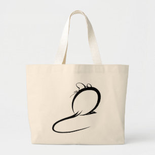 Bolsa Tote Grande Rato de pintura de Sumi E Brushaft japonês
