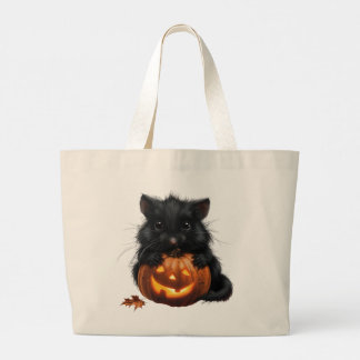 Bolsa Tote Grande Rato Preto em Abóbora