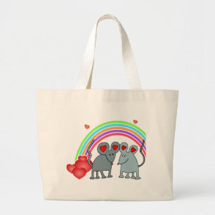 Bolsa Tote Grande Ratos em namorados do amor