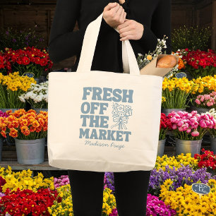 Bolsa Tote Grande Recém-saído do Mercado Caprichoso Chá de Bebê Azul