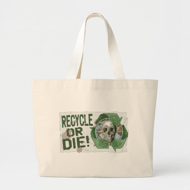Bolsa Tote Grande Reciclar ou Caveira (Frente)