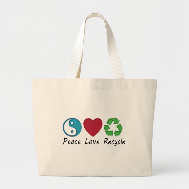 Bolsa Tote Grande Reciclar Peace Love (Frente)