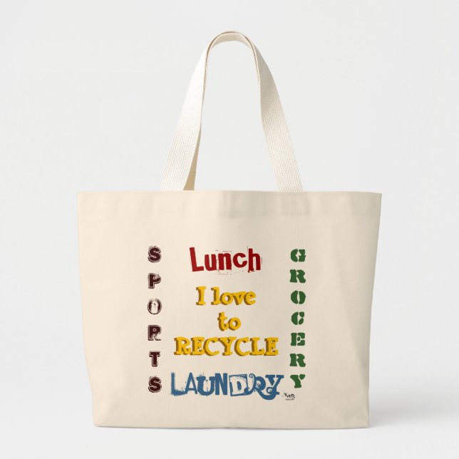 Bolsa Tote Grande Reciclar Tote Bag (Frente)