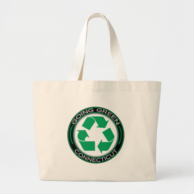Bolsa Tote Grande Reciclar verde indo Connecticut (Frente)