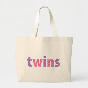 Bolsa Tote Grande RECOLHA DE GÊMEOS - raparigas {violet + rosa}