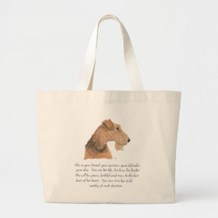 Bolsa Tote Grande Recuerdo de Airedale, galês, Lakeland Terrier