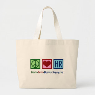 Bolsa Tote Grande Recursos humanos hora do amor da paz