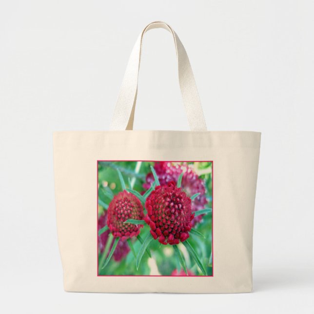 Bolsa Tote Grande Red Blooms Canvas (Frente)